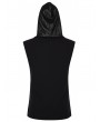 Punk Rave Black Gothic Punk Simple Hooded Sleeveless T-Shirt for Men