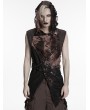 Punk Rave Black and Coffee Gothic Wasteland Hooded Tattered Vest Top for Men