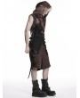 Punk Rave Black and Coffee Gothic Wasteland Hooded Tattered Vest Top for Men