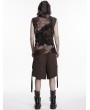 Punk Rave Black and Coffee Gothic Wasteland Hooded Tattered Vest Top for Men