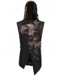 Punk Rave Black and Coffee Gothic Wasteland Hooded Tattered Vest Top for Men