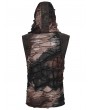 Punk Rave Black and Coffee Gothic Wasteland Hooded Tattered Vest Top for Men