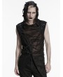 Punk Rave Black Gothic Wasteland Hooded Tattered Vest Top for Men