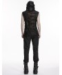 Punk Rave Black Gothic Wasteland Hooded Tattered Vest Top for Men