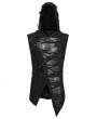Punk Rave Black Gothic Wasteland Hooded Tattered Vest Top for Men