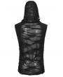 Punk Rave Black Gothic Wasteland Hooded Tattered Vest Top for Men