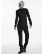 Punk Rave Black Gothic Dark Decal Patterned Knitted T-Shirt for Men