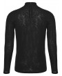 Punk Rave Black Gothic Dark Decal Patterned Knitted T-Shirt for Men