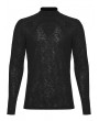 Punk Rave Black Gothic Dark Decal Patterned Knitted T-Shirt for Men