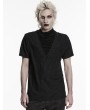 Punk Rave Black Gothic Patterned Pleated Drape T-Shirt for Men