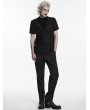 Punk Rave Black Gothic Patterned Pleated Drape T-Shirt for Men