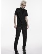 Punk Rave Black Gothic Patterned Pleated Drape T-Shirt for Men
