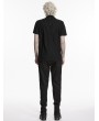 Punk Rave Black Gothic Patterned Pleated Drape T-Shirt for Men