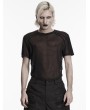 Punk Rave Black Gothic Punk Perspective Mesh T-Shirt for Men