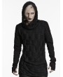 Punk Rave Black Gothic Decadent Hooded Long Sleeve T-Shirt for Men