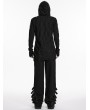 Punk Rave Black Gothic Decadent Hooded Long Sleeve T-Shirt for Men