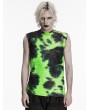 Punk Rave Black and Green Tie-Dyed Cyber Gothic Vest Top for Men