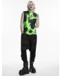 Punk Rave Black and Green Tie-Dyed Cyber Gothic Vest Top for Men
