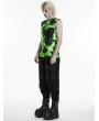 Punk Rave Black and Green Tie-Dyed Cyber Gothic Vest Top for Men