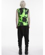 Punk Rave Black and Green Tie-Dyed Cyber Gothic Vest Top for Men