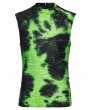 Punk Rave Black and Green Tie-Dyed Cyber Gothic Vest Top for Men