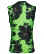Punk Rave Black and Green Tie-Dyed Cyber Gothic Vest Top for Men