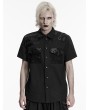 Punk Rave Black Gothic Punk Distressed Mesh Spliced Shirt for Men