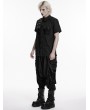Punk Rave Black Gothic Punk Distressed Mesh Spliced Shirt for Men