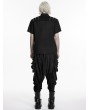 Punk Rave Black Gothic Punk Distressed Mesh Spliced Shirt for Men