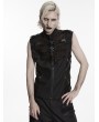 Punk Rave Black Gothic Punk Buckled Mesh Panel Vest for Men