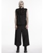 Punk Rave Black Gothic Punk Buckled Mesh Panel Vest for Men