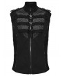 Punk Rave Black Gothic Punk Buckled Mesh Panel Vest for Men