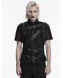 Punk Rave Black Gothic Punk Asymmetrical Fake Two-Piece Vest for Men