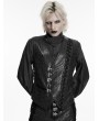 Punk Rave Black Steampunk Gothic Asymmetric Striped Leather Vest for Men