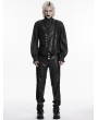 Punk Rave Black Steampunk Gothic Asymmetric Striped Leather Vest for Men