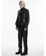 Punk Rave Black Steampunk Gothic Asymmetric Striped Leather Vest for Men