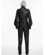 Punk Rave Black Steampunk Gothic Asymmetric Striped Leather Vest for Men