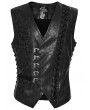 Punk Rave Black Steampunk Gothic Asymmetric Striped Leather Vest for Men