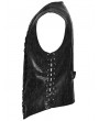 Punk Rave Black Steampunk Gothic Asymmetric Striped Leather Vest for Men