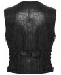 Punk Rave Black Steampunk Gothic Asymmetric Striped Leather Vest for Men