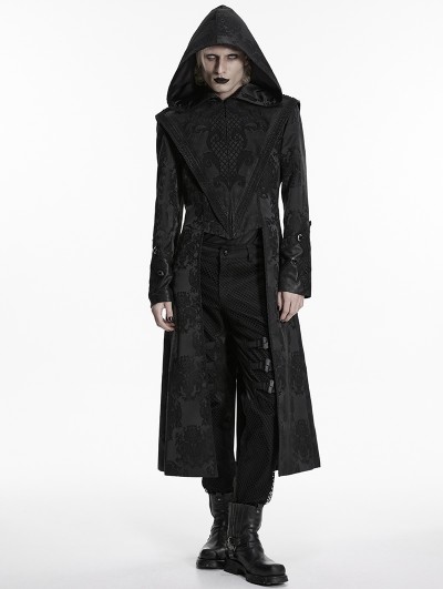 Punk Rave Black Assassin's Creed Gothic Embroidered Coat for Men
