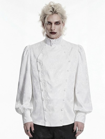 Punk Rave Black Gorgeous Gothic Coffin Embroidered Men's Shirt with Detachable Collar