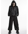 Punk Rave Black Gothic Punk Waterproof Mesh Spliced Jacket for Men