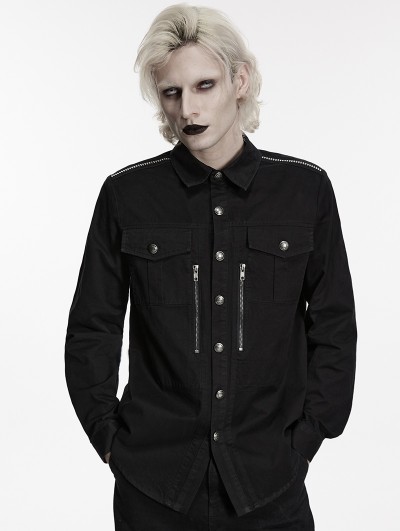 Punk Rave Black Handsome Punk Zipper Gothic Shirt for Men