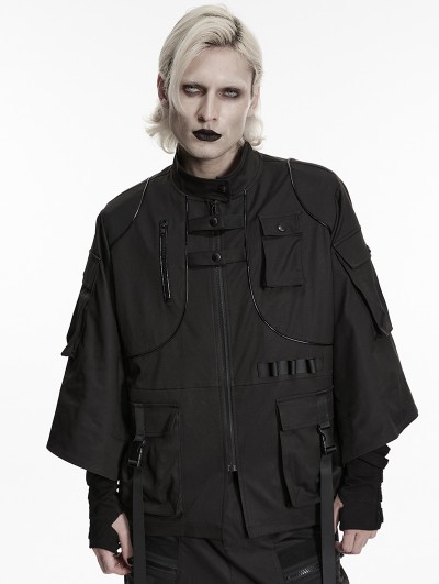 Punk Rave Black Gothic Punk Functional Loose Sleeve Jacket for Men