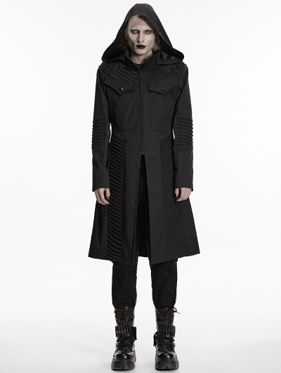 Punk Rave Black Dark Gothic Punk Functional Hooded Jacket for Men