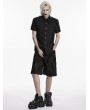 Punk Rave Black Gothic Men's Punk Hardcore Shirt with Studs and Rings