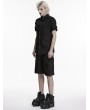 Punk Rave Black Gothic Men's Punk Hardcore Shirt with Studs and Rings