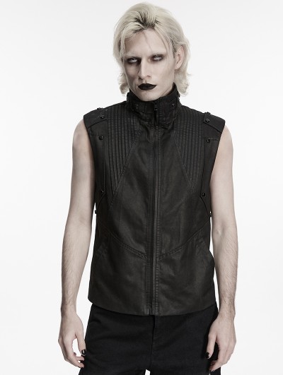 Punk Rave Black Dark Gothic Punk Functional Vest for Men