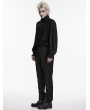 Punk Rave Black Gothic Retro Palace Lantern Sleeve Jacquard Shirt for Men